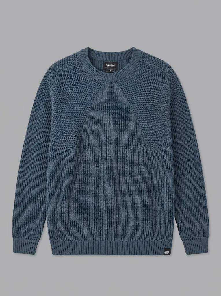 Pull & Bear jersey de punto azul oversized, talla M